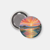 Sonnenaufgang an der Wasserfarbe des Teiches Magnet (Vorderseite/Rückseite)