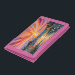 Sonnenaufgang an der Wasserfarbe des Teiches Tri-fold Geldbeutel<br><div class="desc">farbenfroher Sonnenaufgang am Teich mit Wildblumen Kunst von minx267</div>