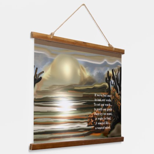 Sonnenaufgang an der Wüste Abstrakt im Südwesten Wandteppich Mit Holzrahmen (Gewinkelt)