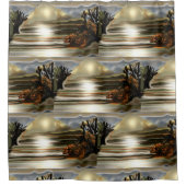 Sonnenaufgang an der Wüste Abstrakte Kunst im Südw Duschvorhang (Vorderseite)