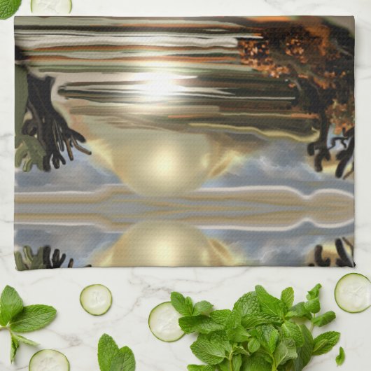 Sonnenaufgang an der Wüste Abstrakte Kunst im Südw Handtuch (Gefaltet)