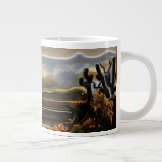 Sonnenaufgang an der Wüste Abstrakte Kunst im Südw Jumbo-Tasse (Rechts)