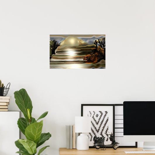 Sonnenaufgang an der Wüste Abstrakte Kunst im Südw Poster (Heimbüro)