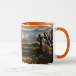 Sonnenaufgang an der Wüste Abstrakte Kunst im Südw Tasse