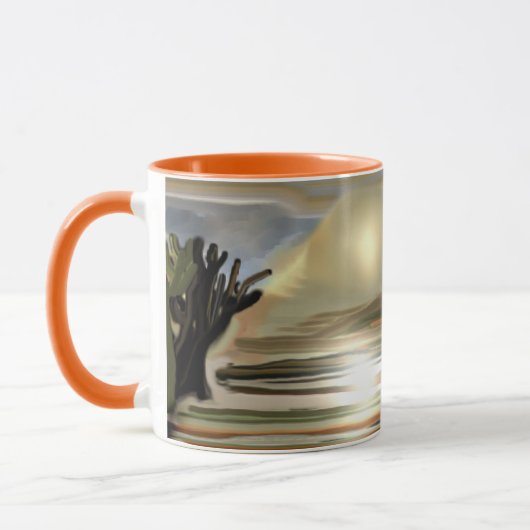 Sonnenaufgang an der Wüste Abstrakte Kunst im Südw Tasse (Links)