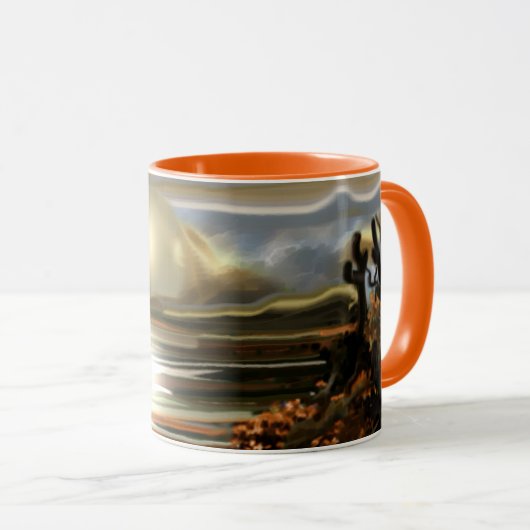 Sonnenaufgang an der Wüste Abstrakte Kunst im Südw Tasse (VorderseiteRechts)
