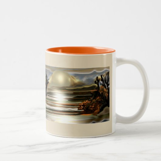 Sonnenaufgang an der Wüste Abstrakte Kunst im Südw Zweifarbige Tasse (Rechts)