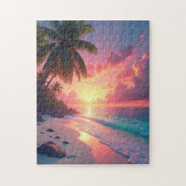 Sonnenaufgang an einem schönen tropischen Strand Puzzle