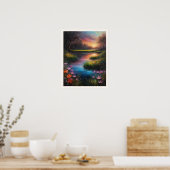 Sonnenaufgang an einer Wildblume Schattenfarbige R Poster (Küche)