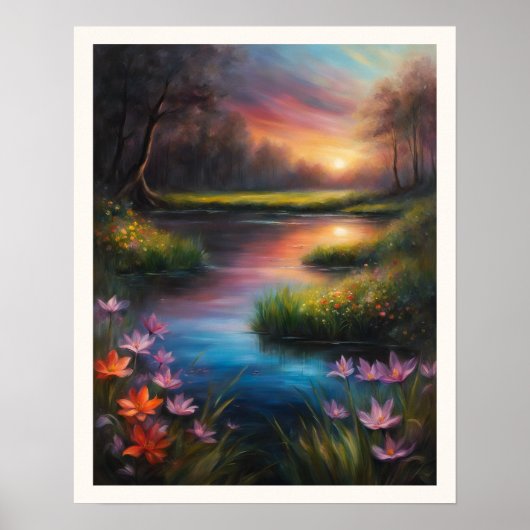 Sonnenaufgang an einer Wildblume Schattenfarbige R Poster (Vorne)