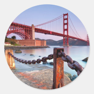 Sonnenaufgang an Fort Point Runder Aufkleber