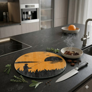 Sonnenaufgang Angeln in Orange Schneidebrett