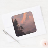 Sonnenaufgang auf dem Matterhorn Quadratischer Aufkleber (Umschlag)