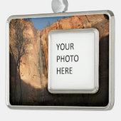 Sonnenaufgang auf dem Riverside Wanderweg at Zion Rahmen-Ornament Silber (Links)