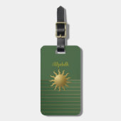 Sonnenaufgang auf dem Tag mit grünem Gepäck Gepäckanhänger (Vorderseite vertikal)