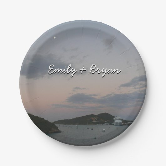 Sonnenaufgang auf den St. Thomas III Jungfrau Isla Pappteller (Vorderseite)