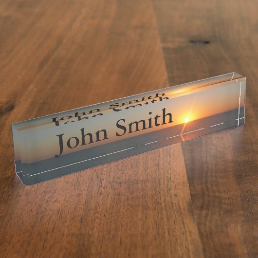 Sonnenaufgang auf Sea III Ocean Horizon Seascape Namensplakette (Seite)