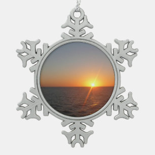 Sonnenaufgang auf Sea III Ocean Horizon Seascape Schneeflocken Zinn-Ornament