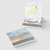 Sonnenaufgang auf See I Pastel Seascape Steinuntersetzer (Seitenansicht)