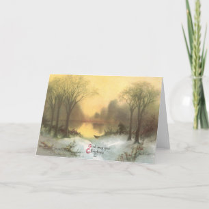 Sonnenaufgang auf See im Holz-Vintagen Weihnachten