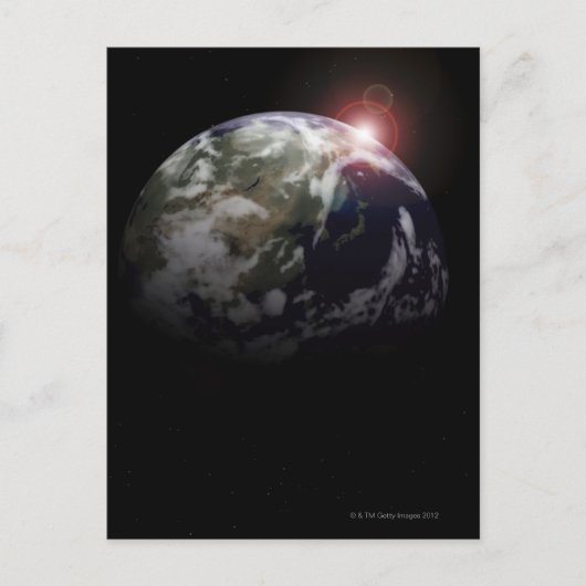 Sonnenaufgang aus dem Weltraum Postkarte (Vorderseite)