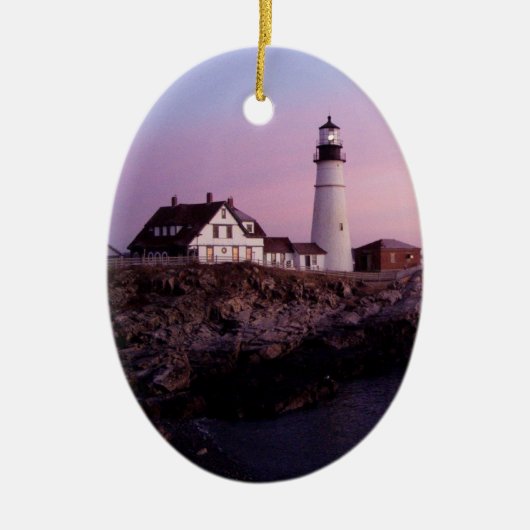 Sonnenaufgang bei Portland Head Light Keramik Ornament (Vorne)