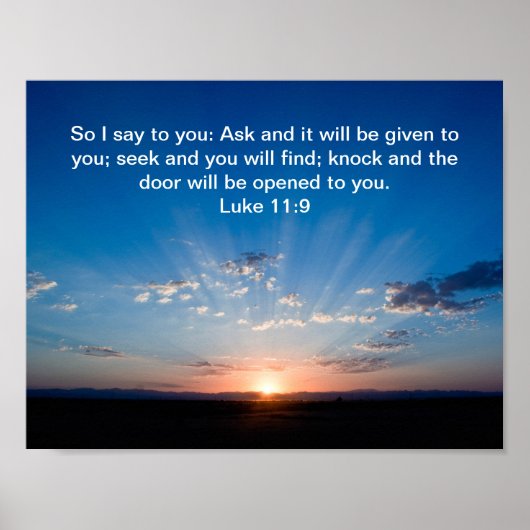 Sonnenaufgang Bibel Vers Luke 11:9 Poster (Vorne)
