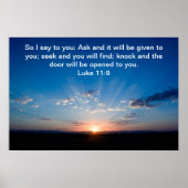 Sonnenaufgang Bibel Vers Luke 11:9 Poster (Vorne)
