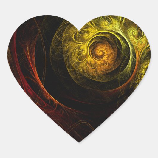 Sonnenaufgang Blumenroter Abstrakter Kunststicker Herz-Aufkleber (Vorderseite)