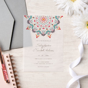 Sonnenaufgang Boho Rustikale Florale Mandala-Hochz Pergament Einladungen