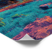 Sonnenaufgang, der die afrikanische Landschaft mal Poster (Ecke)