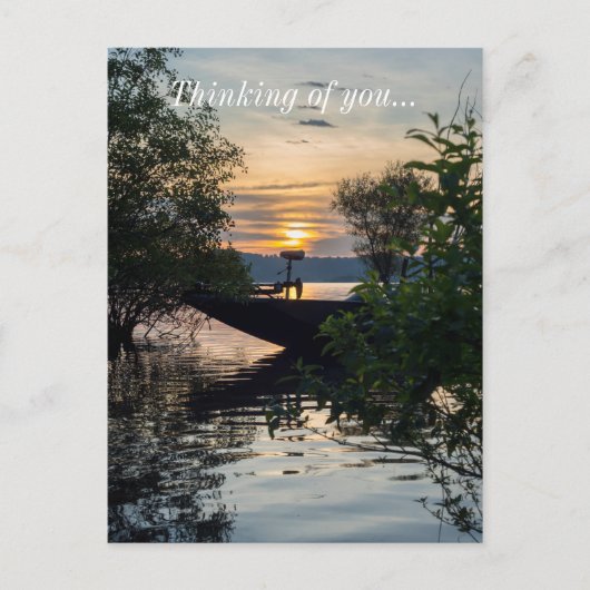 Sonnenaufgang des Fischereibootes Postkarte (Vorderseite)