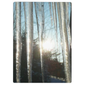 Sonnenaufgang durch Eiskeln Winternaturfotografie Klemmbrett (Rückseite)