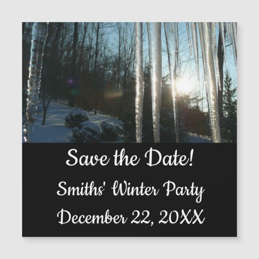 Sonnenaufgang durch Eiskeln Winternaturfotografie Magnetkarte (Vorderseite)