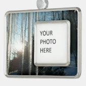 Sonnenaufgang durch Eiskeln Winternaturfotografie Rahmen-Ornament Silber (Links)