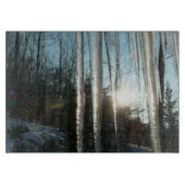 Sonnenaufgang durch Eiskeln Winternaturfotografie Schneidebrett (Vorderseite)