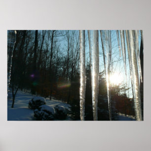 Sonnenaufgang durch Eiszapfen Winter Naturfotograf Poster
