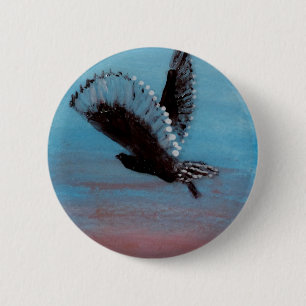 Sonnenaufgang-Eulen-Malerei-Vogel Button