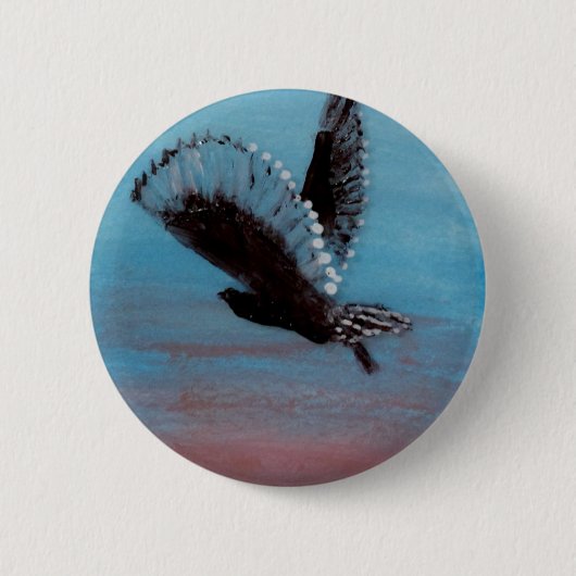 Sonnenaufgang-Eulen-Malerei-Vogel Button (Vorderseite)