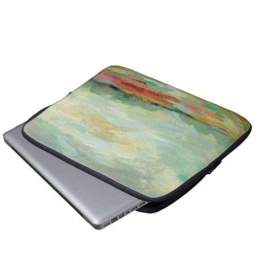 Sonnenaufgang-Feld-abstrakter Druck | Silvia Laptopschutzhülle (Vorne Knopf)