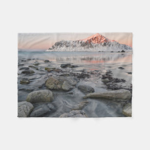 Sonnenaufgang Flakstad und Skagsanden Strand Fleecedecke