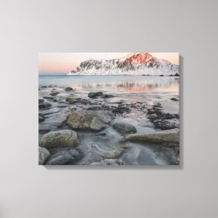 Sonnenaufgang Flakstad und Skagsanden Strand Leinwanddruck