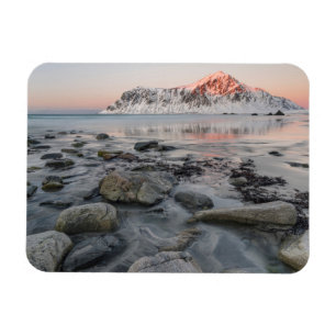 Sonnenaufgang Flakstad und Skagsanden Strand Magnet