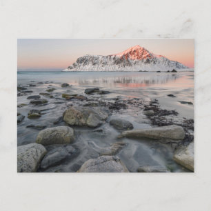 Sonnenaufgang Flakstad und Skagsanden Strand Postkarte