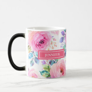 Sonnenaufgang Floral Boho benutzerdefinierter Name Verwandlungstasse