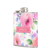 Sonnenaufgang Floral Boho Benutzername Design Flachmann (Links)