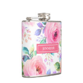 Sonnenaufgang Floral Boho Benutzername Design Flachmann (Rechts)