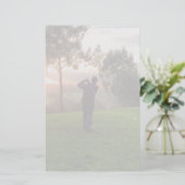 Sonnenaufgang-Golfspieler Briefpapier (Stehend Vorderseite)