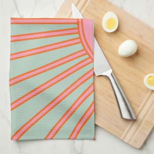 Sonnenaufgang Grün und Rosa Abstrakt Retro-Sonnen Geschirrtuch