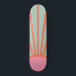 Sonnenaufgang Grün und Rosa Abstrakt Retro-Sonnens Skateboard<br><div class="desc">Sun Print - Aqua / aquamarin / grün und rosa - Sonnenschein,  Moderne Abstrakt geometrische Sonnenaufgänge.</div>